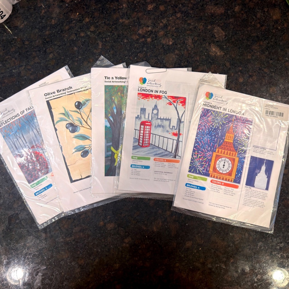 DecoArt Social Artworking Painting Instruction Sheets Bundle 5 London Fall DIY